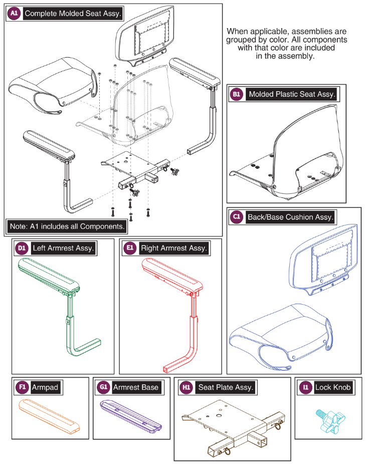 Seat Assy,Molded Plastic,20"x18"(SET1902334)