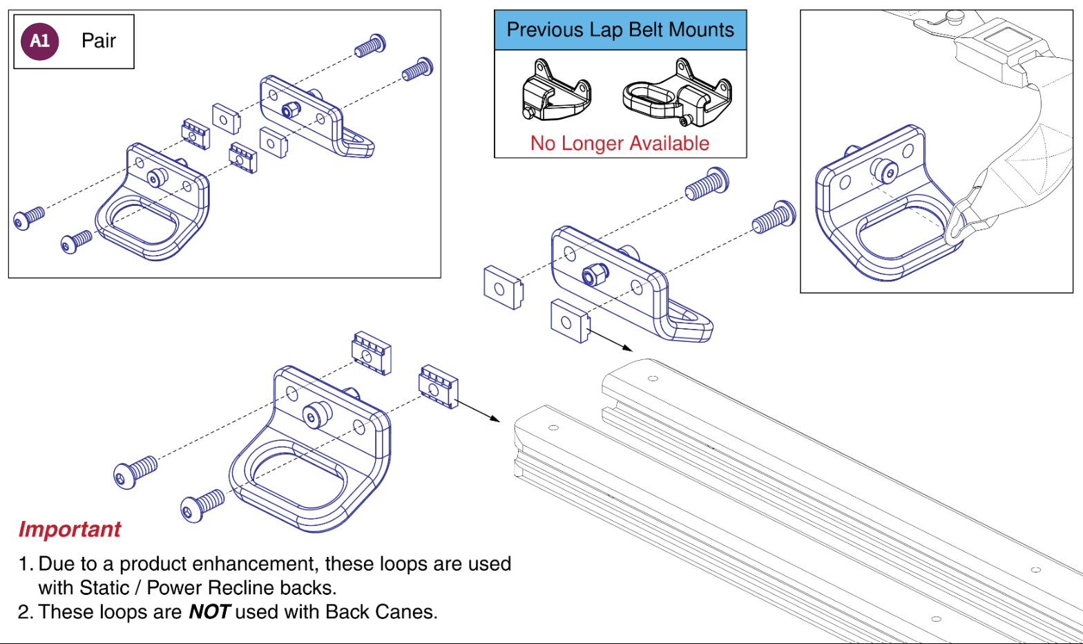 Occupied Transit Loops / Lap Belt Mount, TB3/4