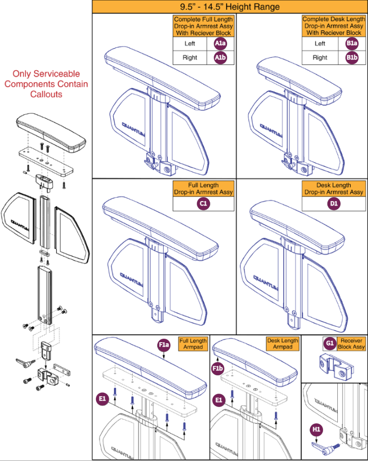 Drop-in T-Arm,Desk/Full Lgth,9.5"-14.5",TB3
