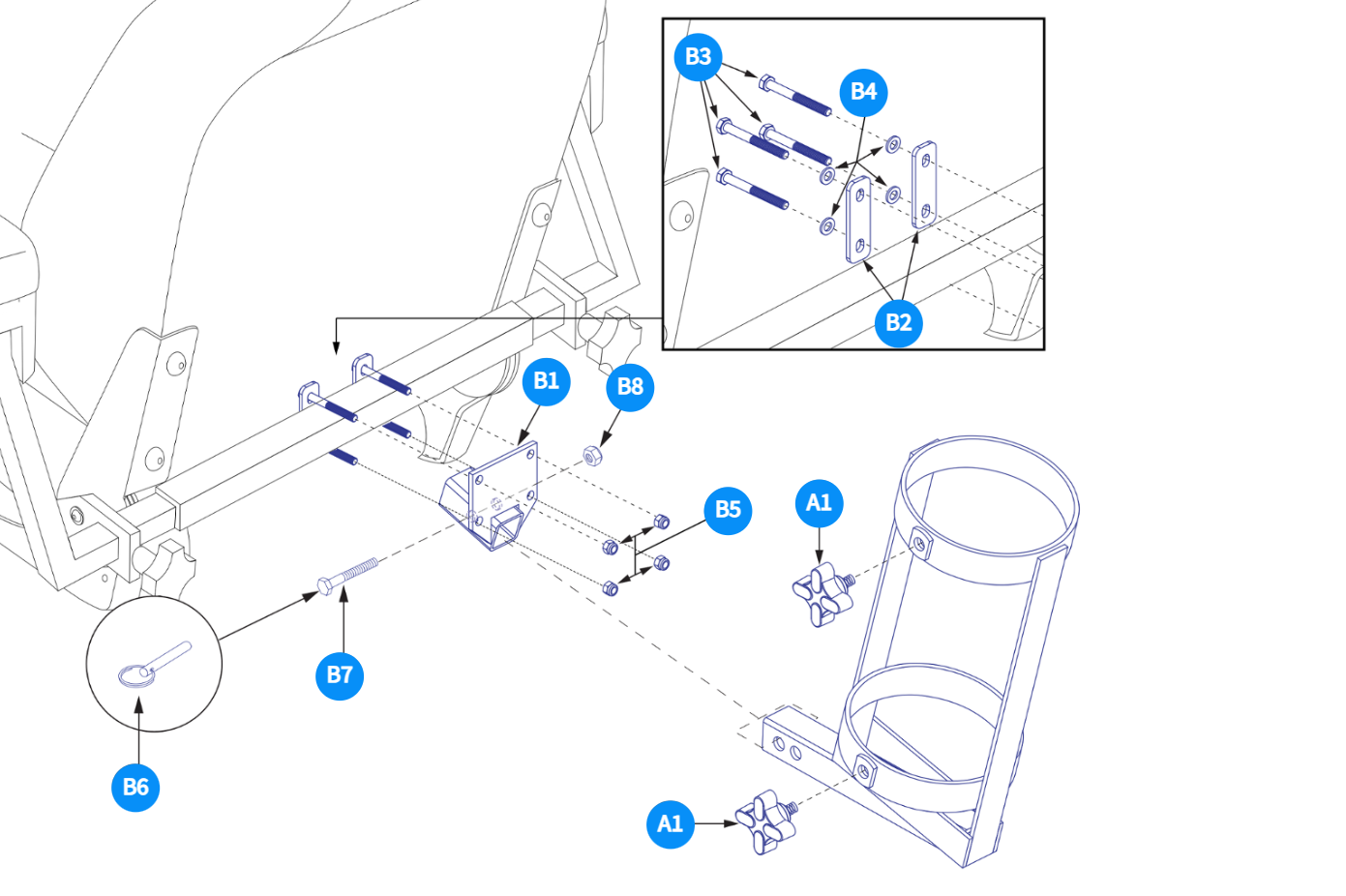 Oxygen Tank Holder Pinchless Hinge Med Back Seat