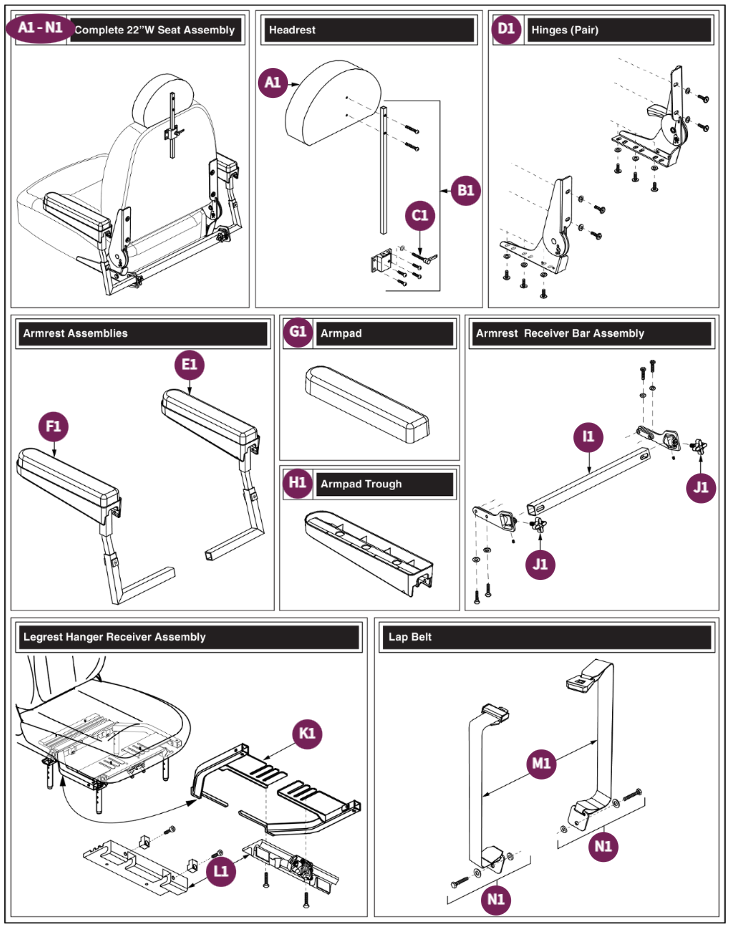 22"Wx20-22"D Fold-Flat, 115°LTD Recline