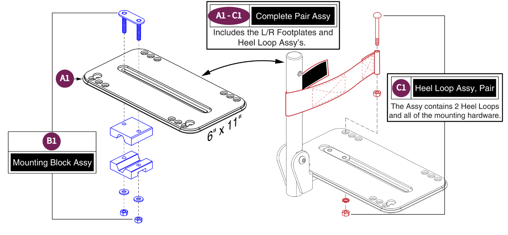 Angle Adj Foot Plate, 6"x 11" - Style#8 Swing-away