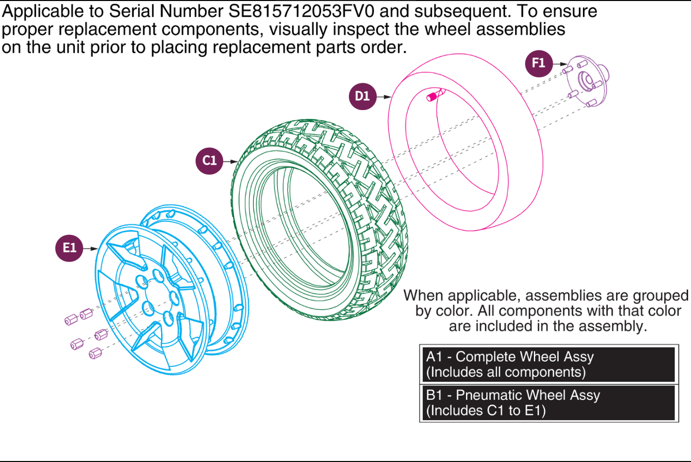 Wheel Assy,Low Profile Rear Pneumatic Wheel