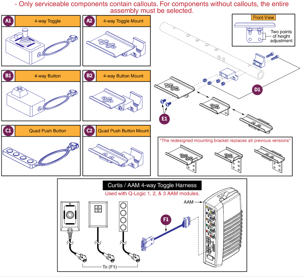 Seating Controls and Mounts, Tubular Arms