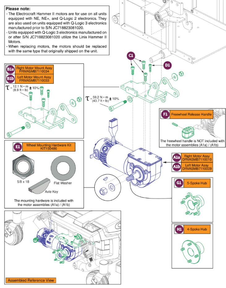 4.5 mph Hammer II Drive Motor Assy,Curtis Conn