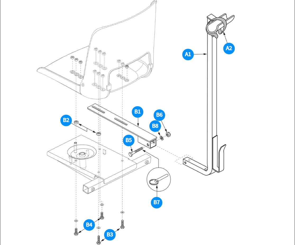 Walker Holder - Molded Plastic Seat