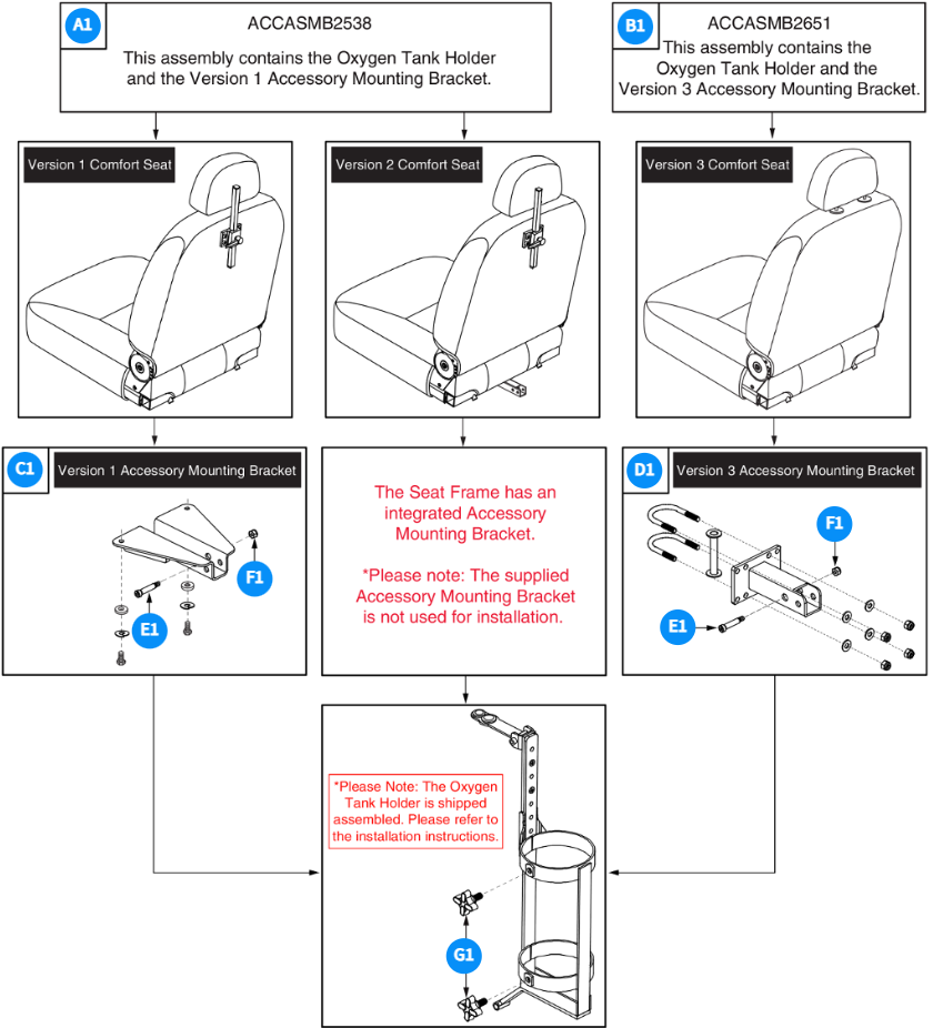 Oxygen Tank (O2) Holder Comfort Seat