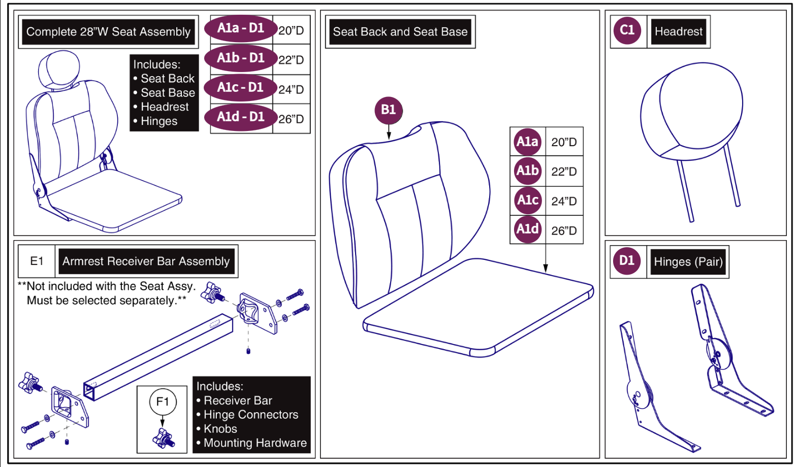 28"W Hi-Back Vinyl, SolidSeatPan, DLX Contour