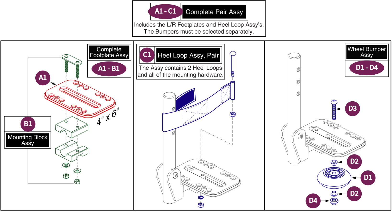 Angle Adj Foot Plate, 4"x6" - Style#8 Swing-away