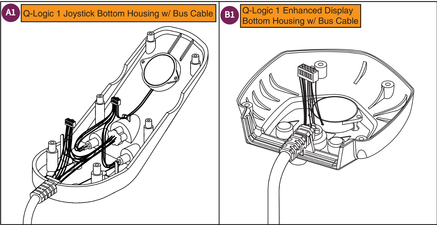 Q-Logic 1 Joystick/Display Bottom Housing w/Cable