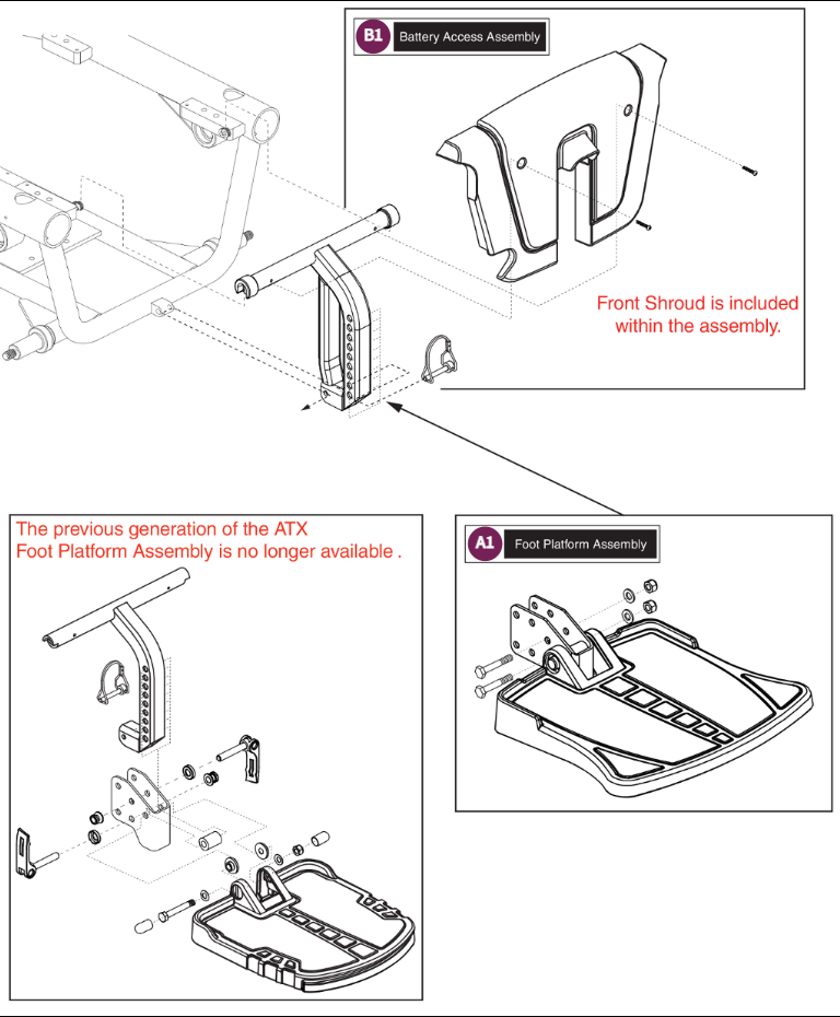 ATX FootPlatform & Standard Battery Access Bracket