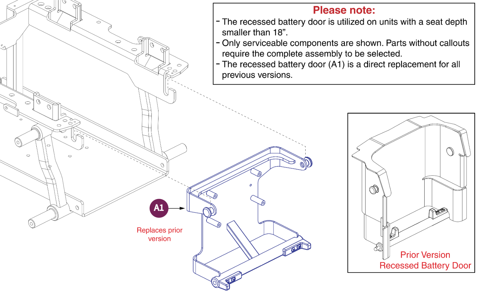 TB4 Recessed Battery Access Bracket Assy