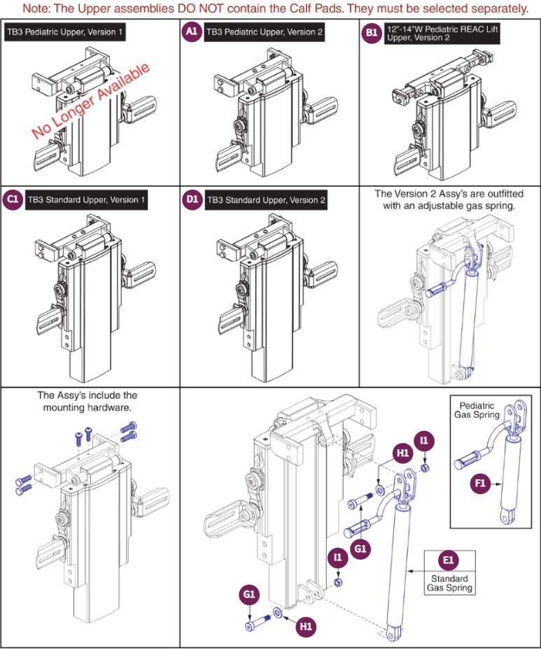 Center Mount Foot Platform Uppers,TB3 & REAC