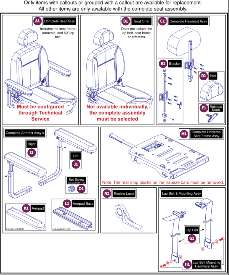 16"W x 16"-18"D Comfort Seat, 115° Ltd. Recline