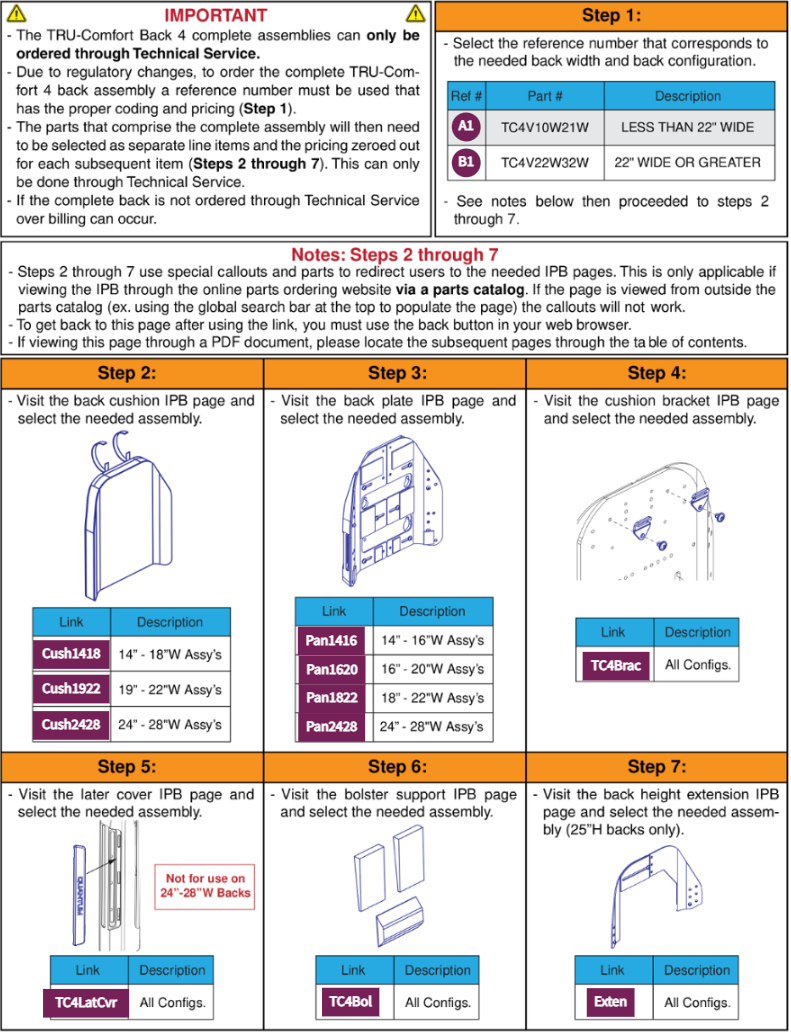 TRU-Comfort 4 Com Back Assy, TB3Redesigned Back