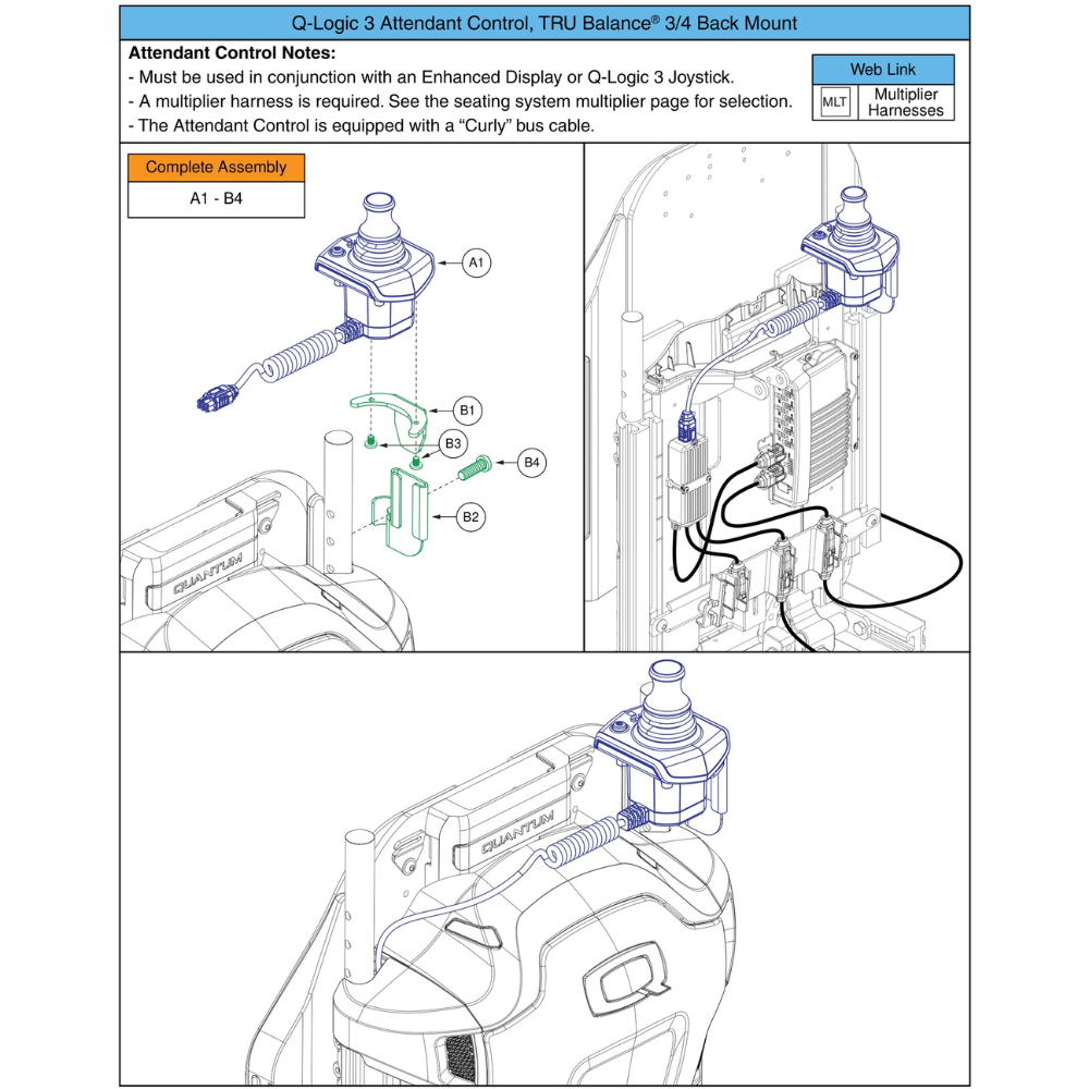 Q-Logic 3 Attendant Control, TB3/4 Back Mounted