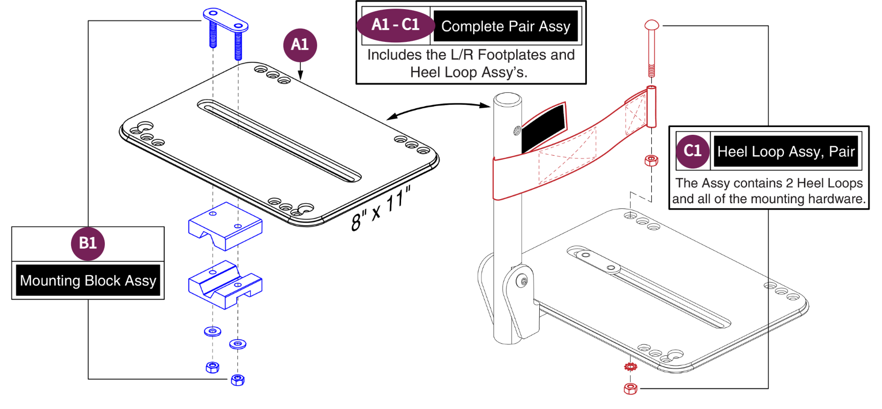 Angle Adj Foot Plates,8"x 11" - Style#8 Swing-away