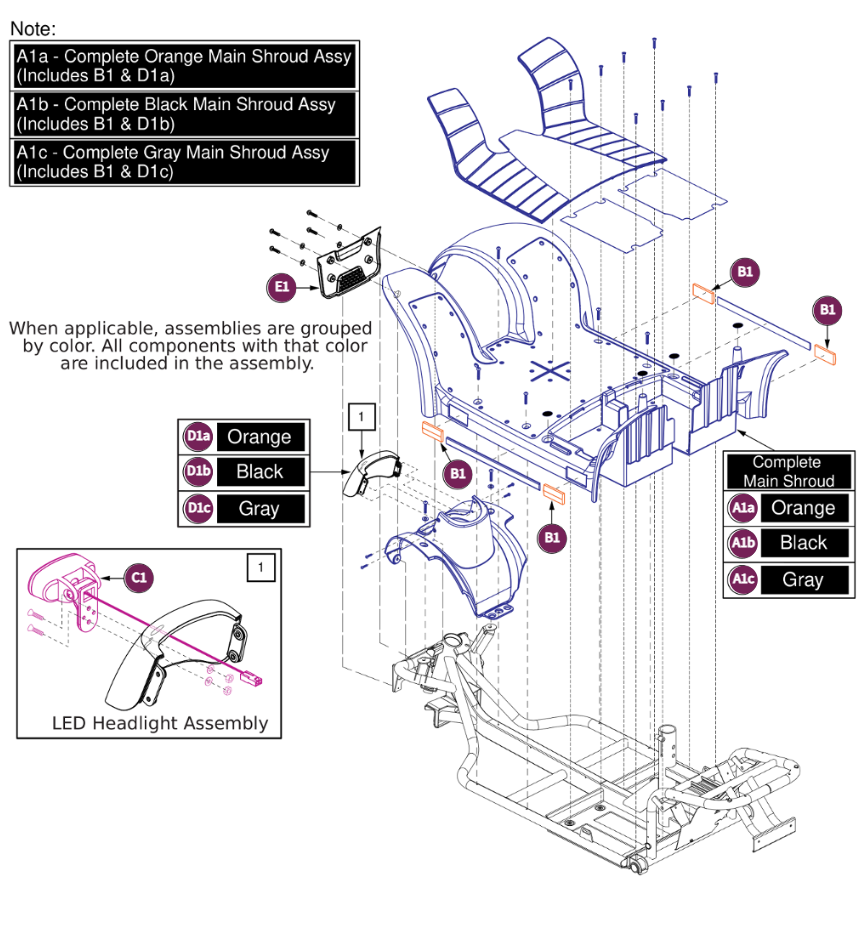 Main Front Shroud Assy, Pursuit 2