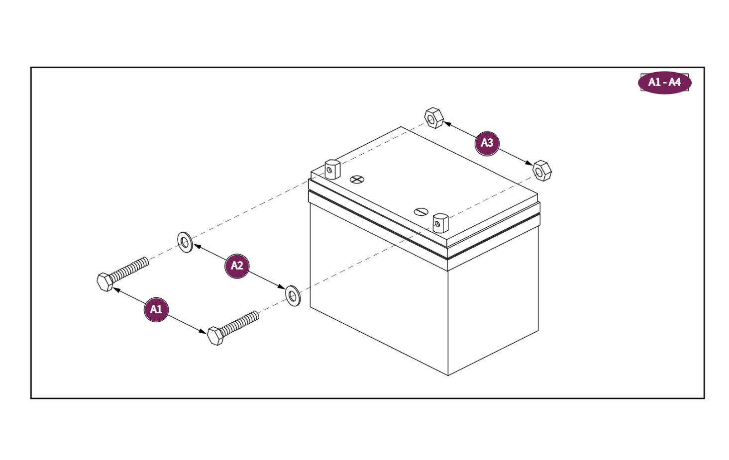 Group 24, AGM, 75AH, Battery Assy