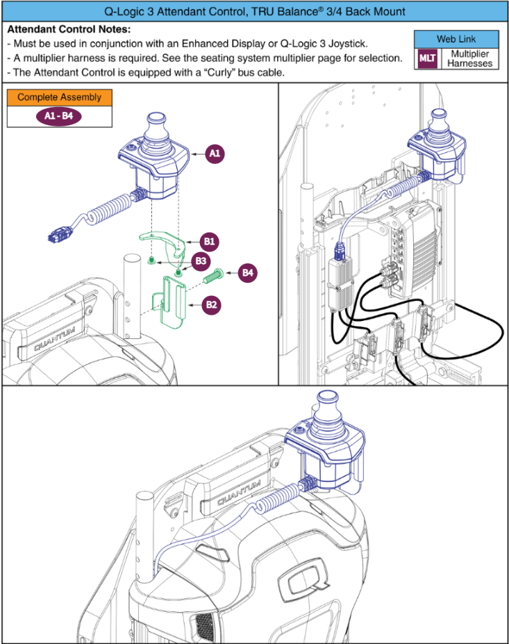 Q-Logic 3 Attendant Control, TB3/4 Back Mounted