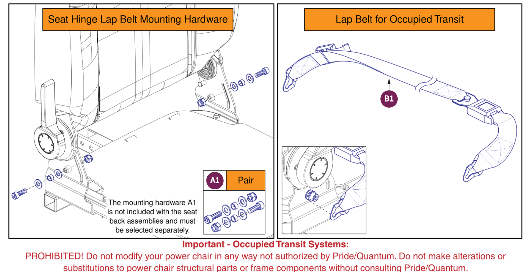 Occupied Transit Lap Belt and Mount, Comfort Seats