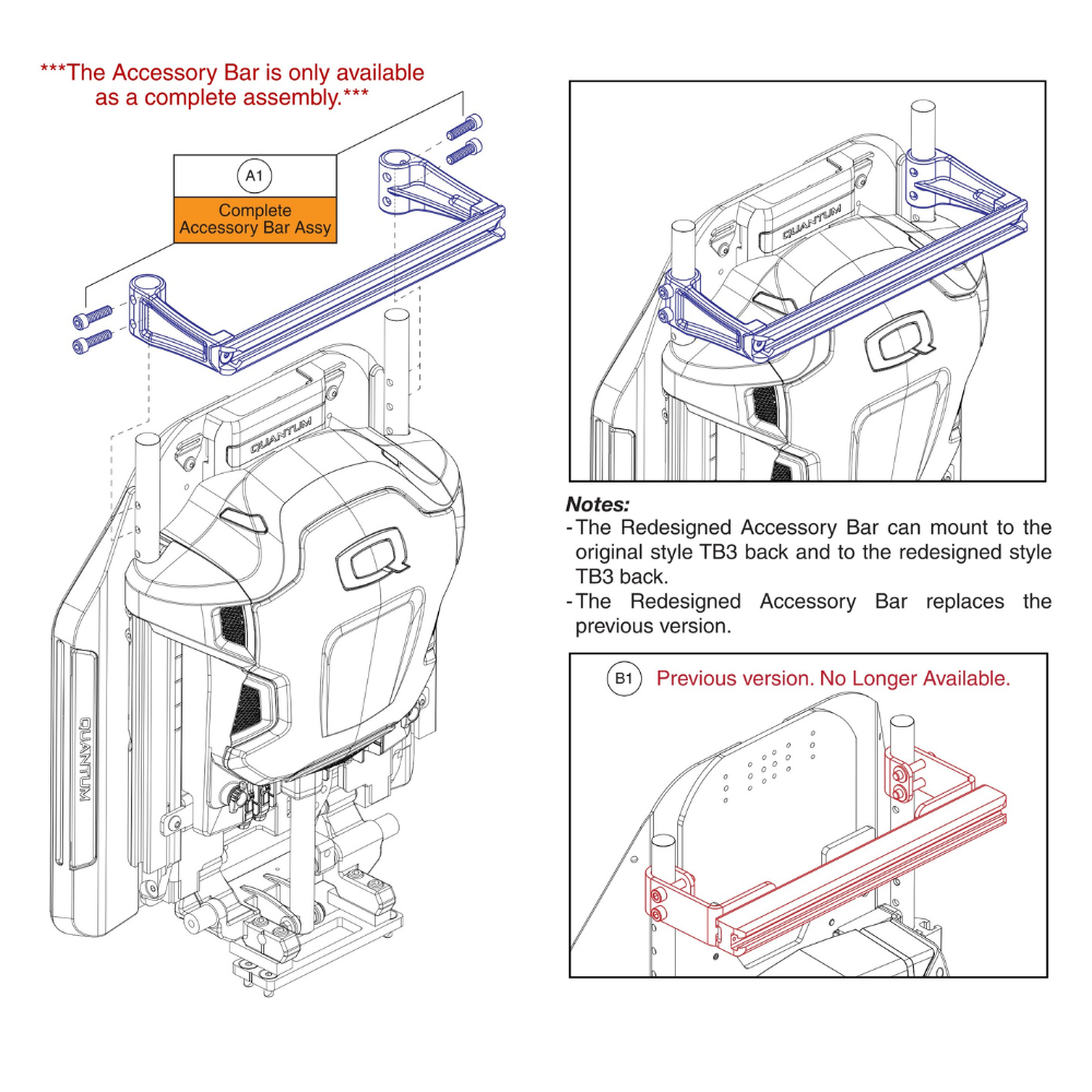 Accessory Bar, TRU Balance® 3/4