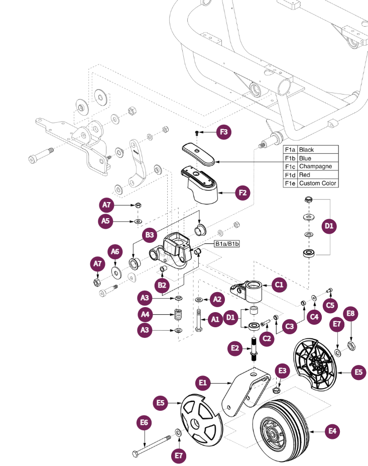 Front Caster Arm,Anti-tip Assy,S/N J7408607001S10