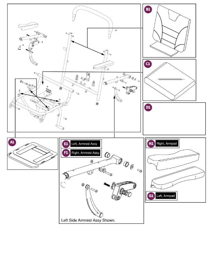 Jazzy® Carbon, Seat Assy