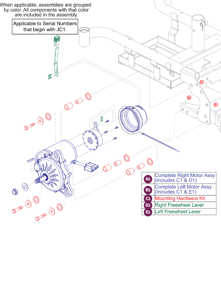 Motor Assy, Applicable to  Serial# w/JC1