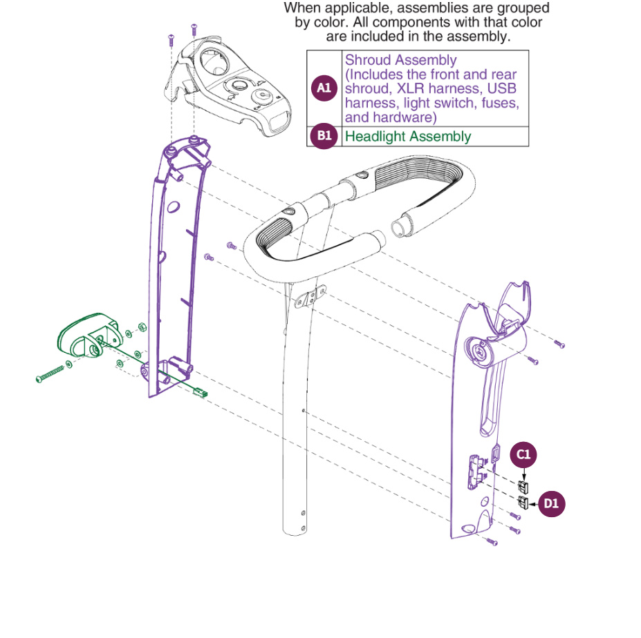 Tiller Shroud w/Headlight Assy.