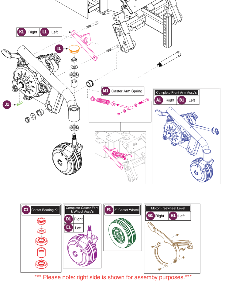Front Caster Arm w/ Motor Standard