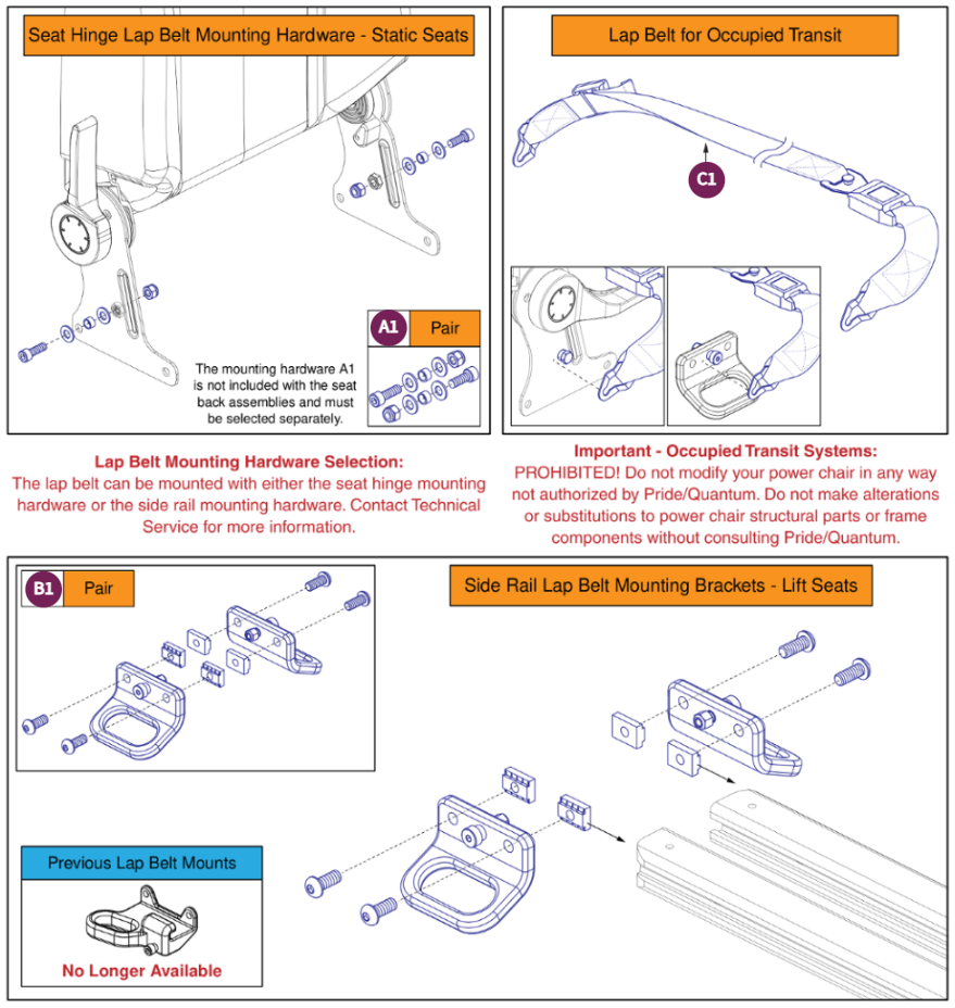 Occupied Transit Lap Belt & Mount,Q-Captains Seat