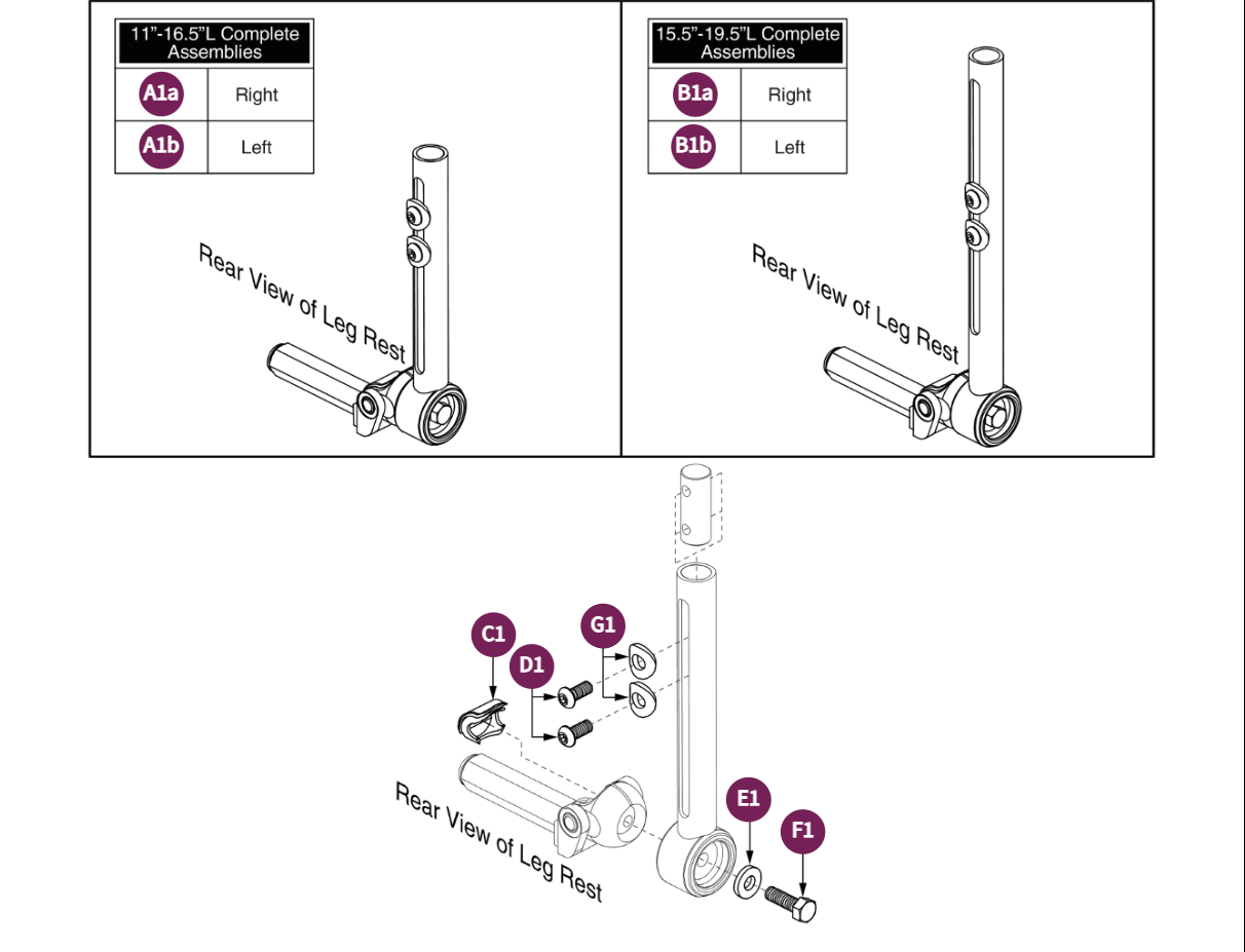 Style#8 Multi-axis Legrest,Short 4&5"W footplate