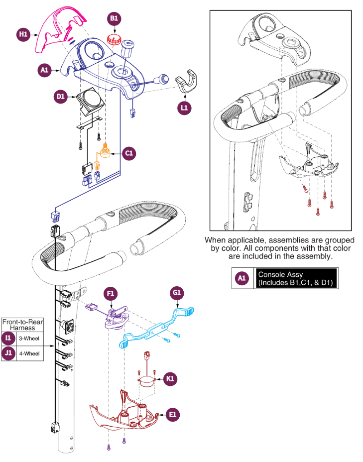 Console Assy, for models ending in 1009 or prior