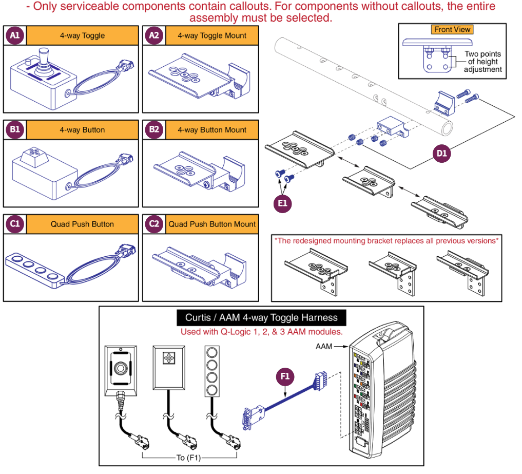 Seating Controls and Mounts, Tubular Arms