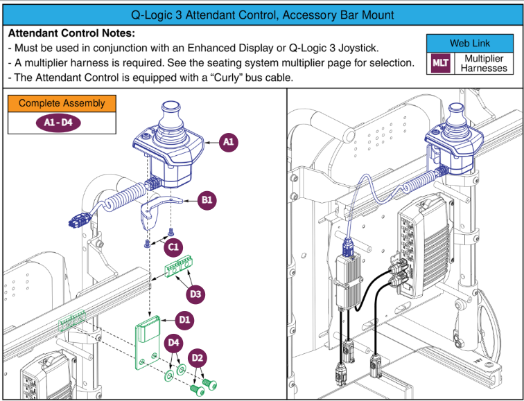 Q-Logic 3 Attendant Control, Accessory Bar Mounted