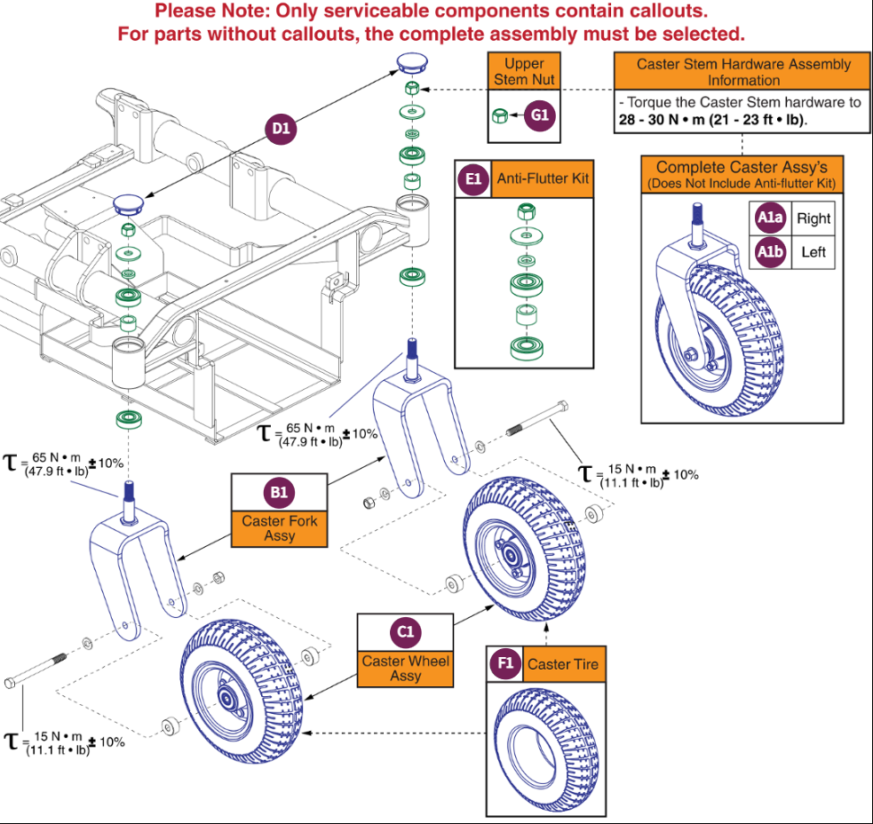 Caster Wheels, J/Q1450