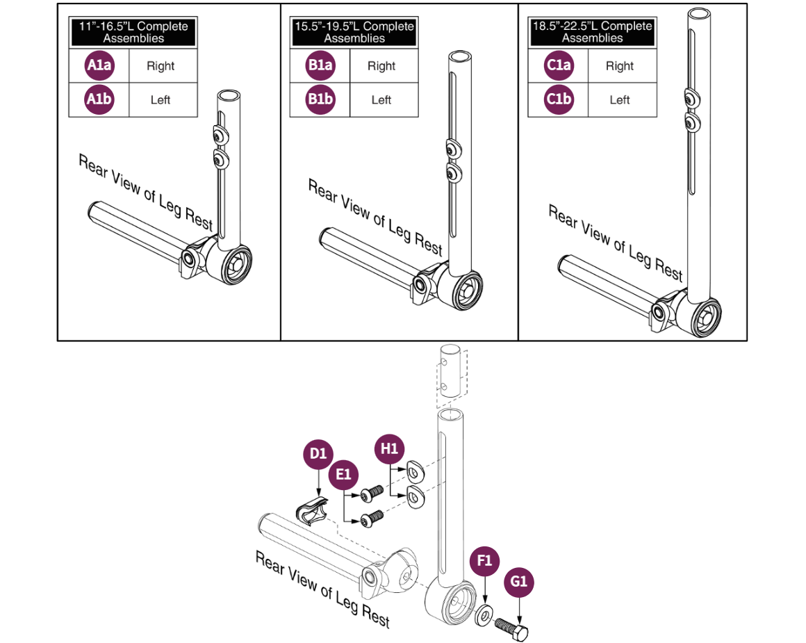 Style#8 Multi-axis Lower legrest,Lg 6"W footplate