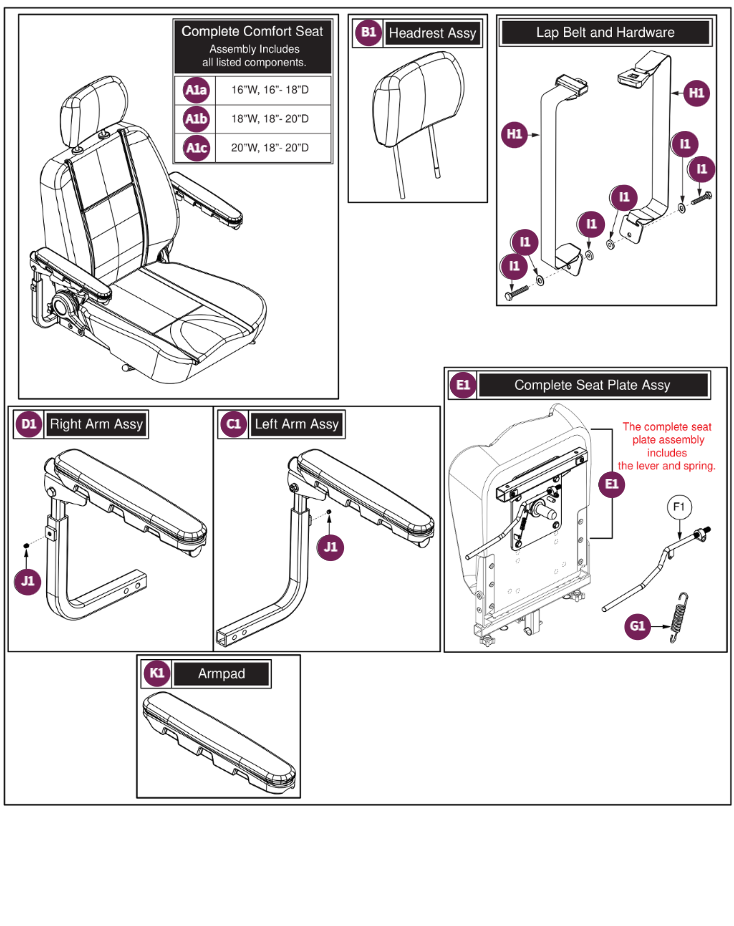 Blk Vyl,Comfort Seat,Hi-back,115°LTD Recl,16"-20"W