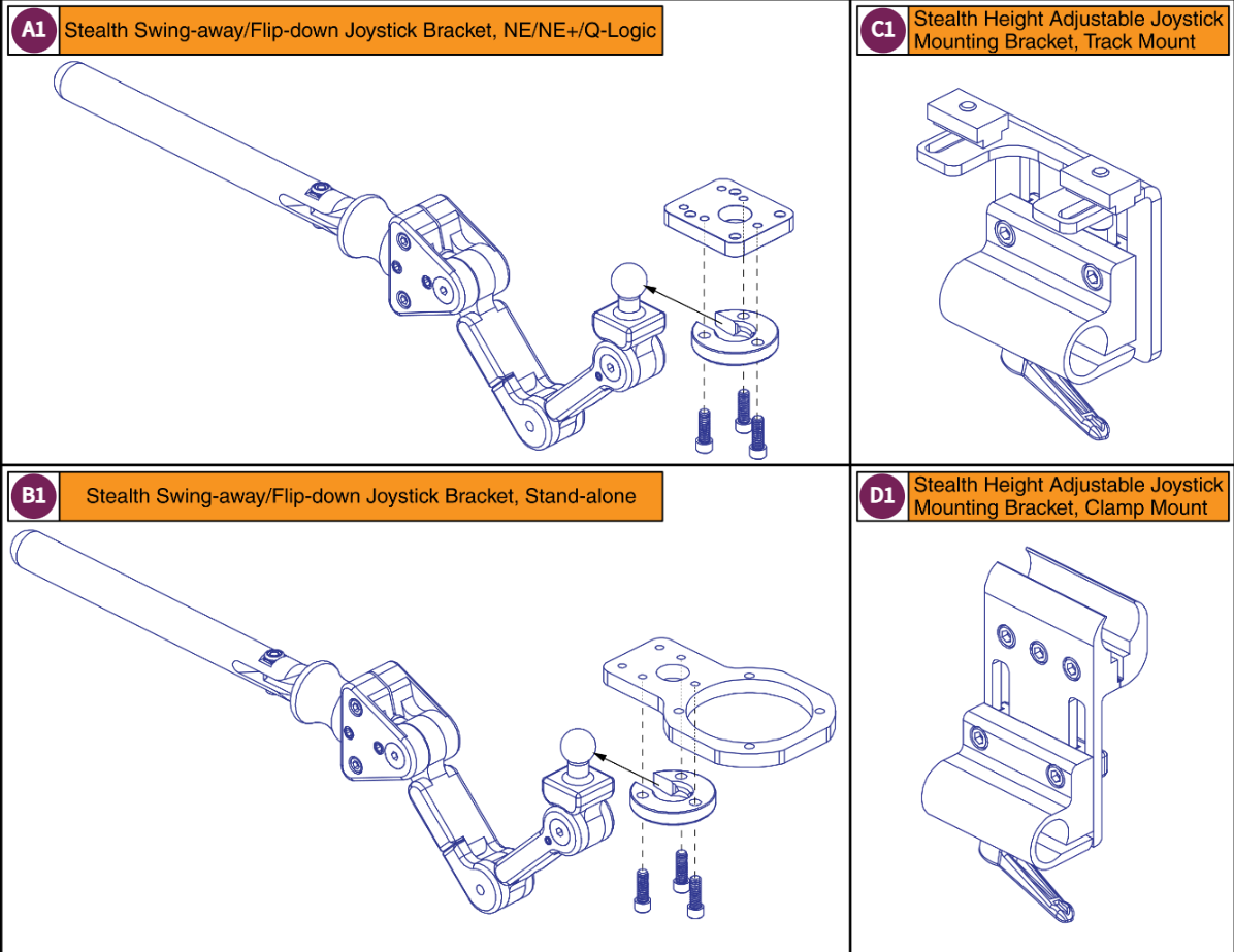 StealthSwing-away/FlipDown JoystickBrackets&Mounts