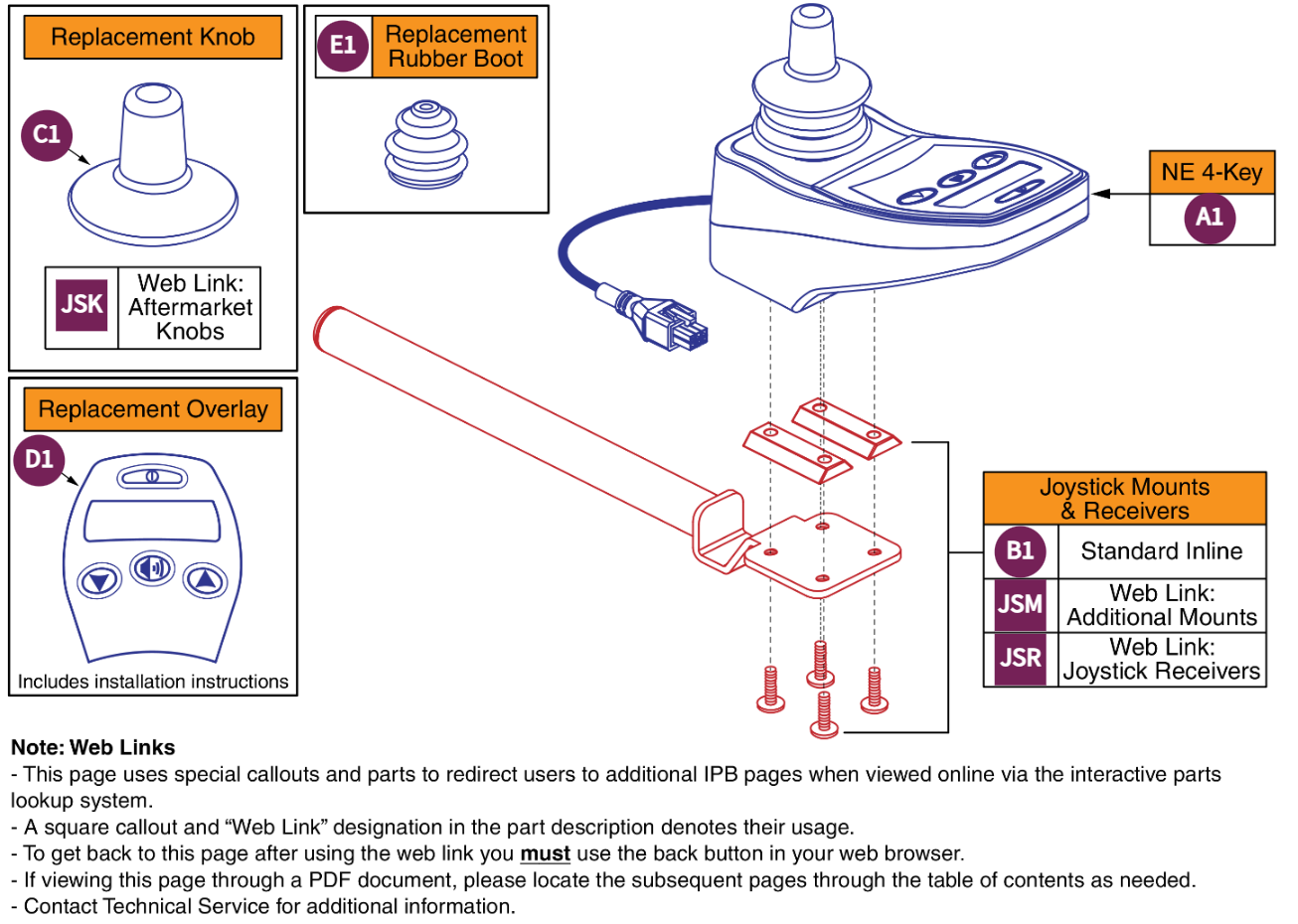 NE 4-Key Joystick Assembly