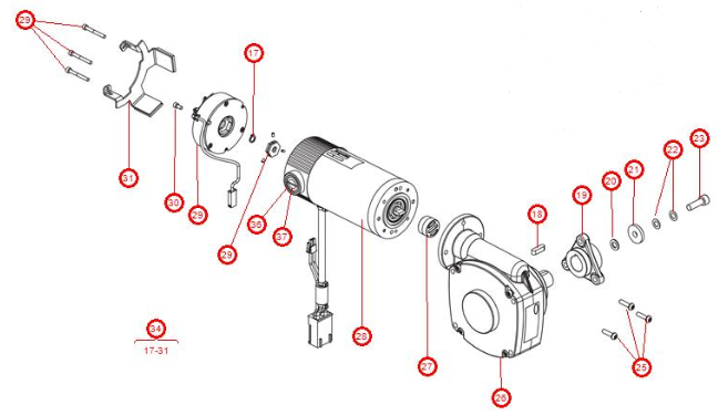 Permobil Drive Motor, LEFT for F3 schematics