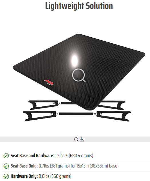 Adi Carbon Fiber Seat Base weight of parts