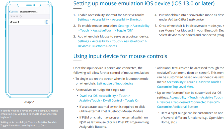 OMNI2 setting up mouse emulation