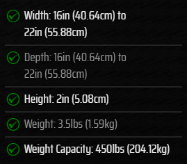 Premiere P Cushion dimensions