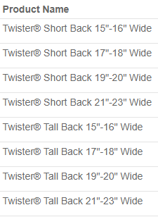 Twister Back Cushion dimensions
