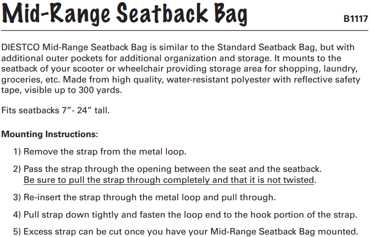 Mid-Range Seatback Bag mounting instructions