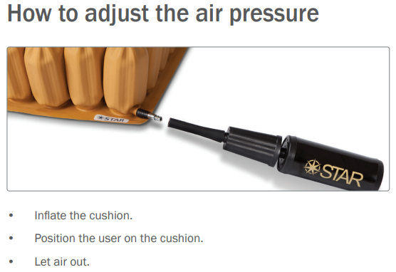 Star Stabil Air seat cushion adjusting air pressure