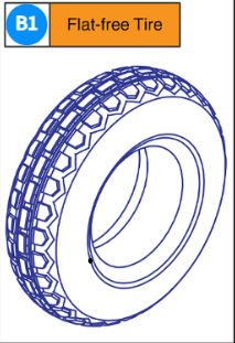 Drive Tire, Black, 14"x 4" Flat Free diagram