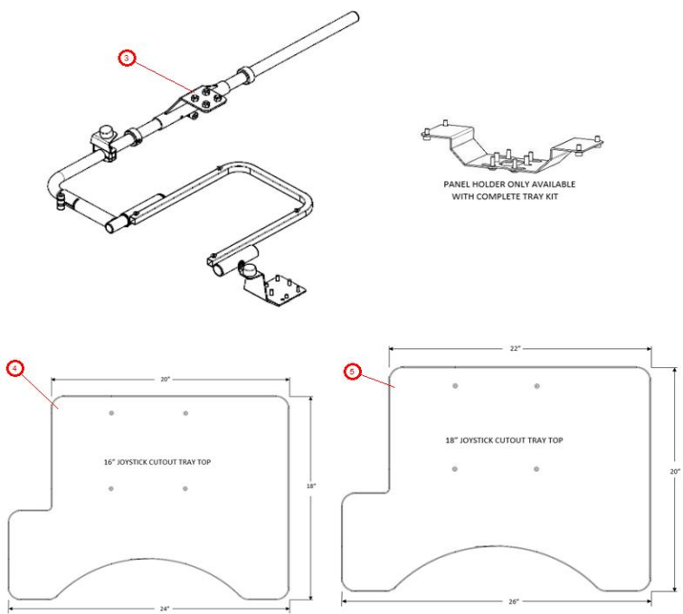 Upper Extremity Support/Tray schematics